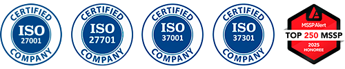 Certificações Solo Iron - ISO 27001, 27701, 37001, 37301 e Top 250 MSSP 2025